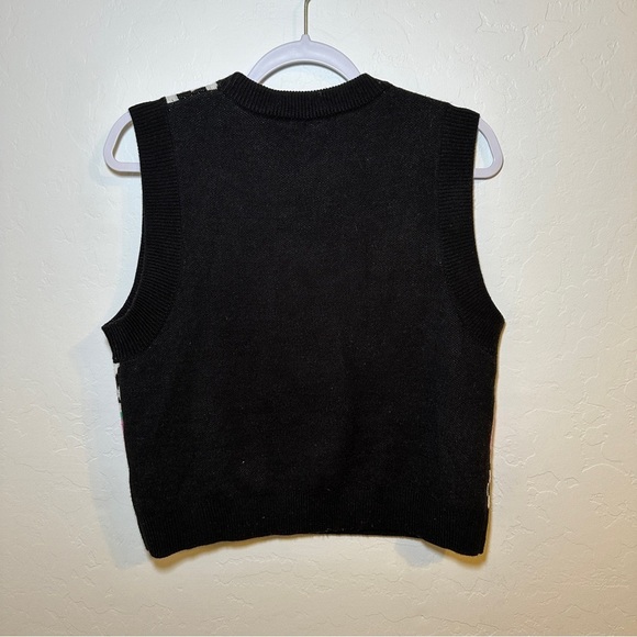 H&M+ Jacquard-knit Sweater Vest Pink Patterned Size Small - Picture 5 of 7